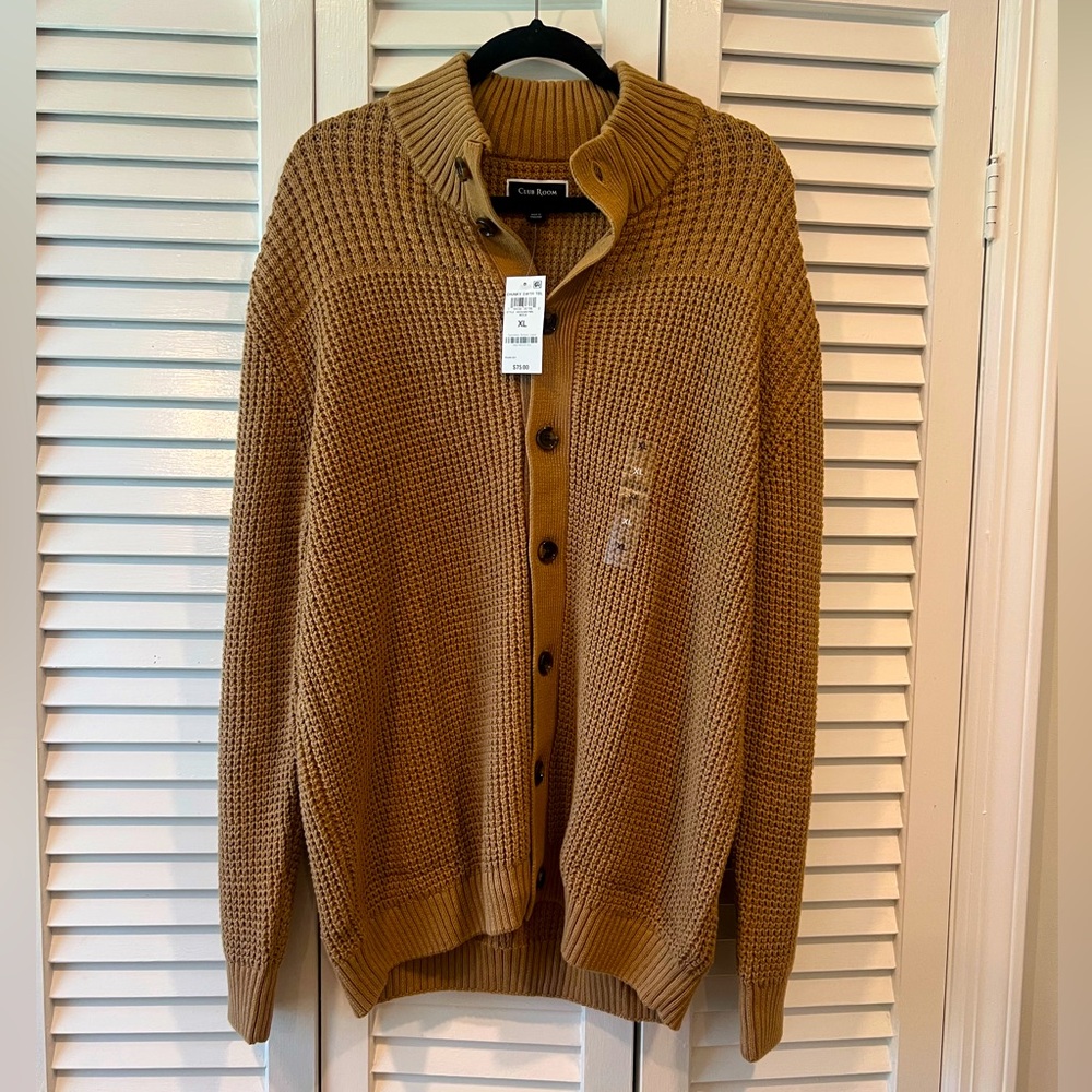 Club Room Chunky Sweater Button Up Men’s XL NWT